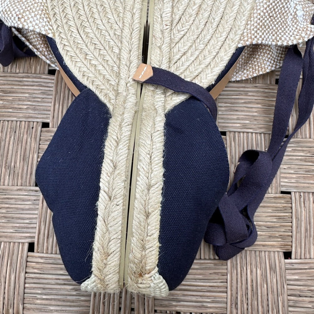 NWOB Castaner Espadrille Wedges Navy/Tan 3” heel front platform - Picture 10 of 11